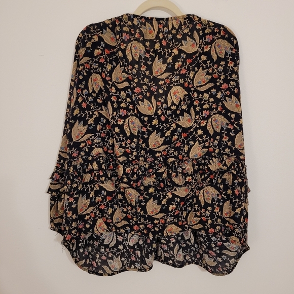 Ralph Lauren Denim & Supply RL boho black floral top size XL - Picture 2 of 9